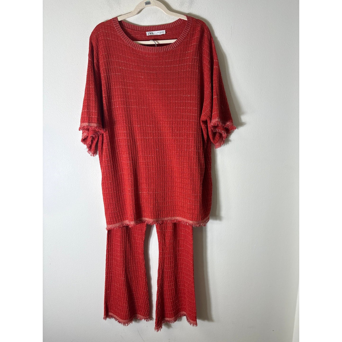 Zara Orange and Gold Thread Sweater Set Sz S
