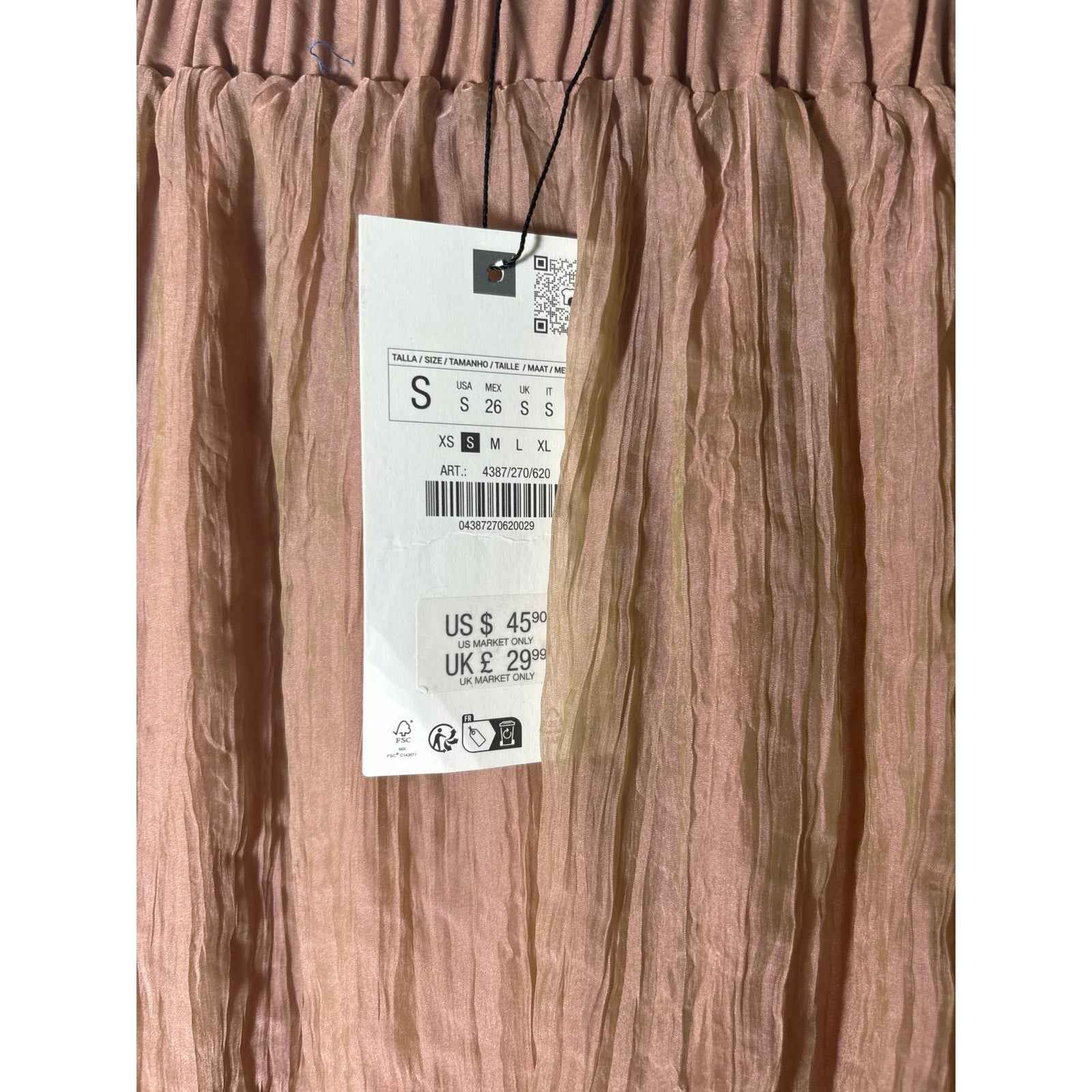 NWT Zara Rose Pull On Crepe Maxi Skirt Sz S
