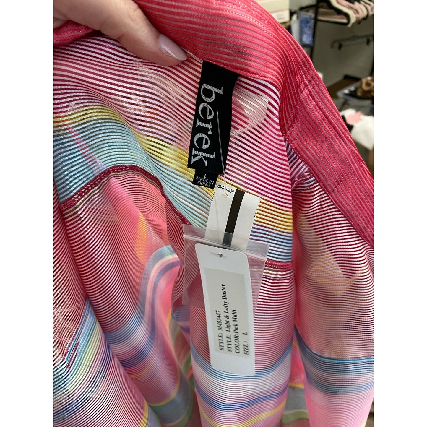 NWT Berek Pink/Multi Light And Lofty Duster Sz L