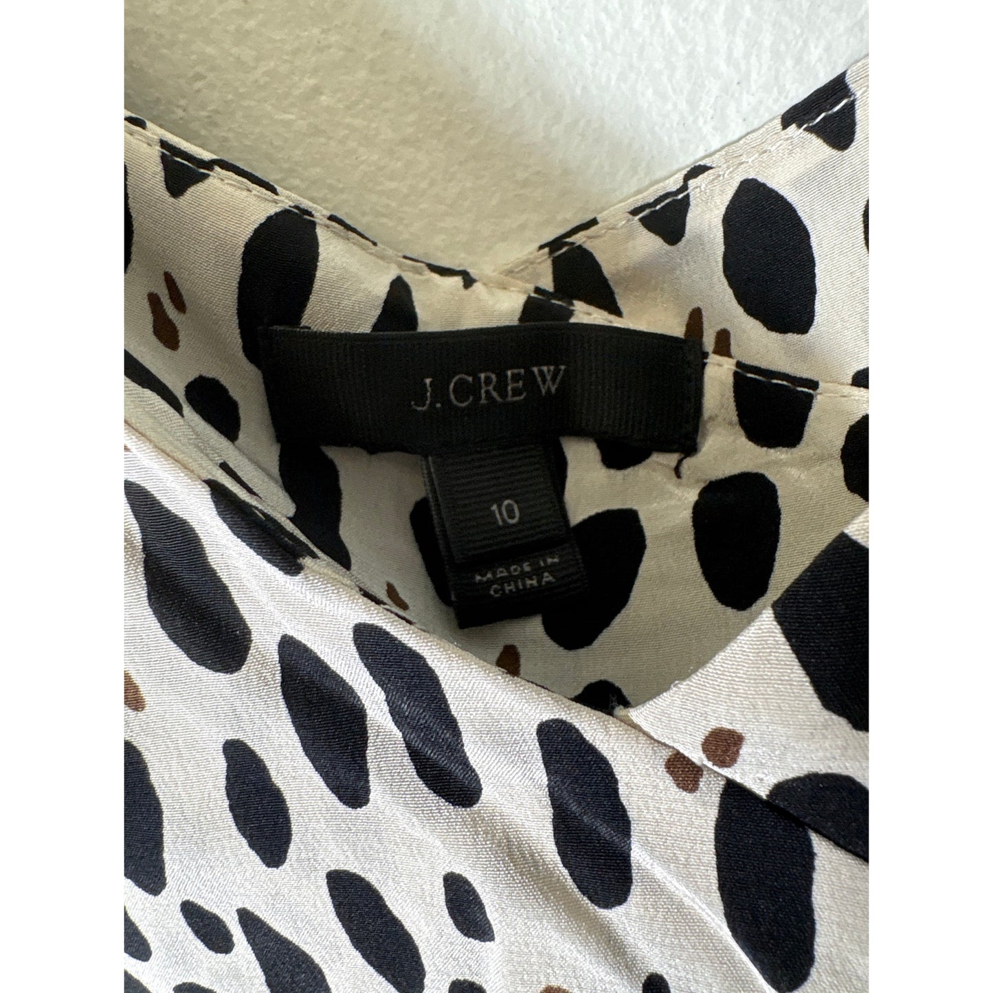 J. Crew Black White Spaghetti Strap Silk Ruffle Top Sz 10