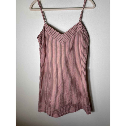 York Street Pink Striped V Neck Mini Dress Sz M