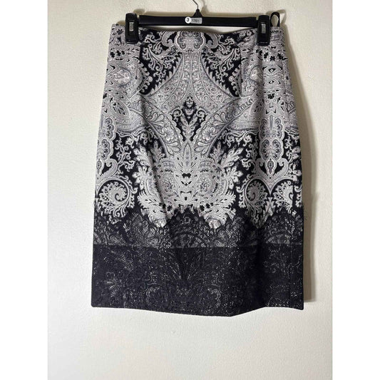 Antonio Melani Black and White Paisley Lace Skirt Sz 4
