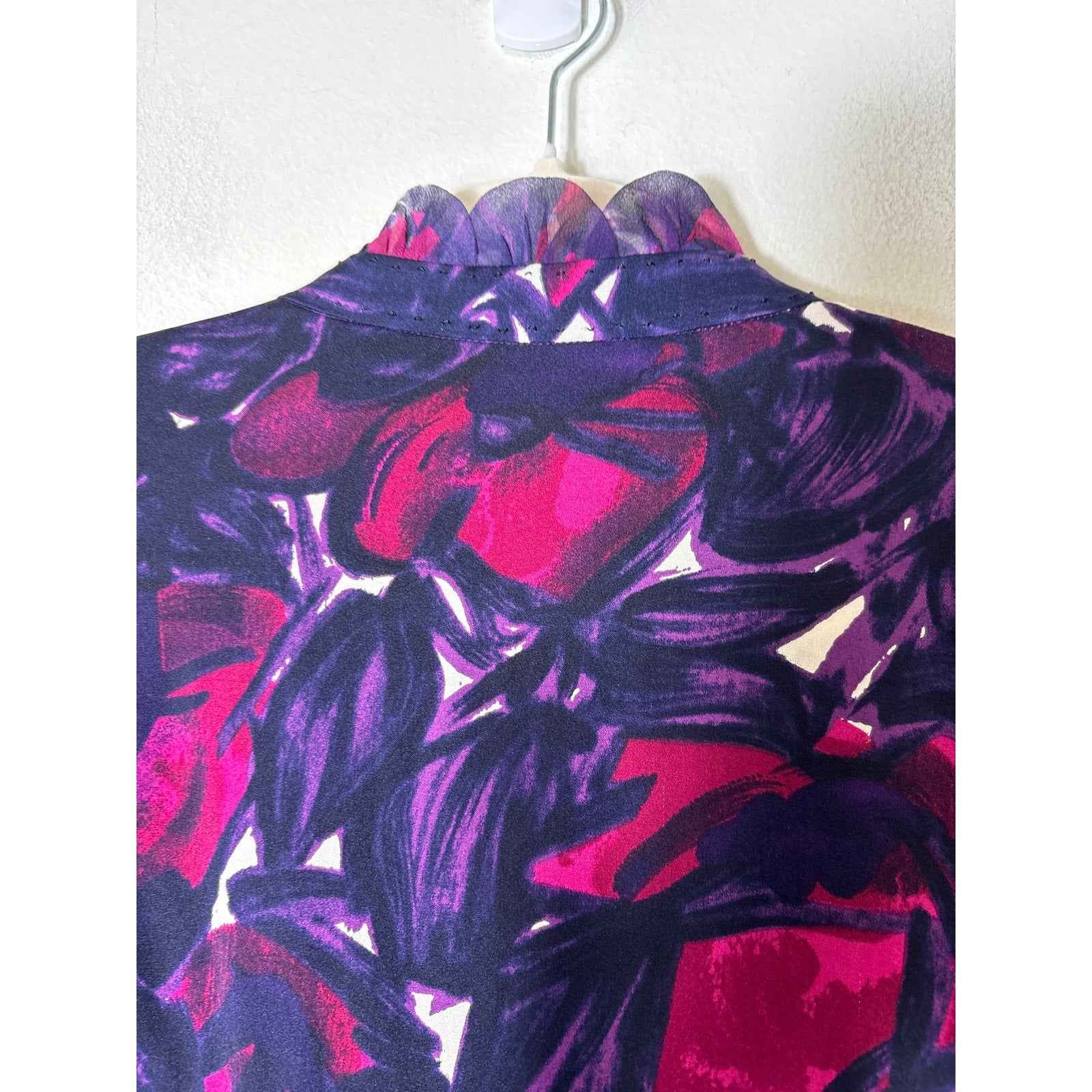 Elie Tahari Deep Purple Long Sleeve Silk Blouse Sz S