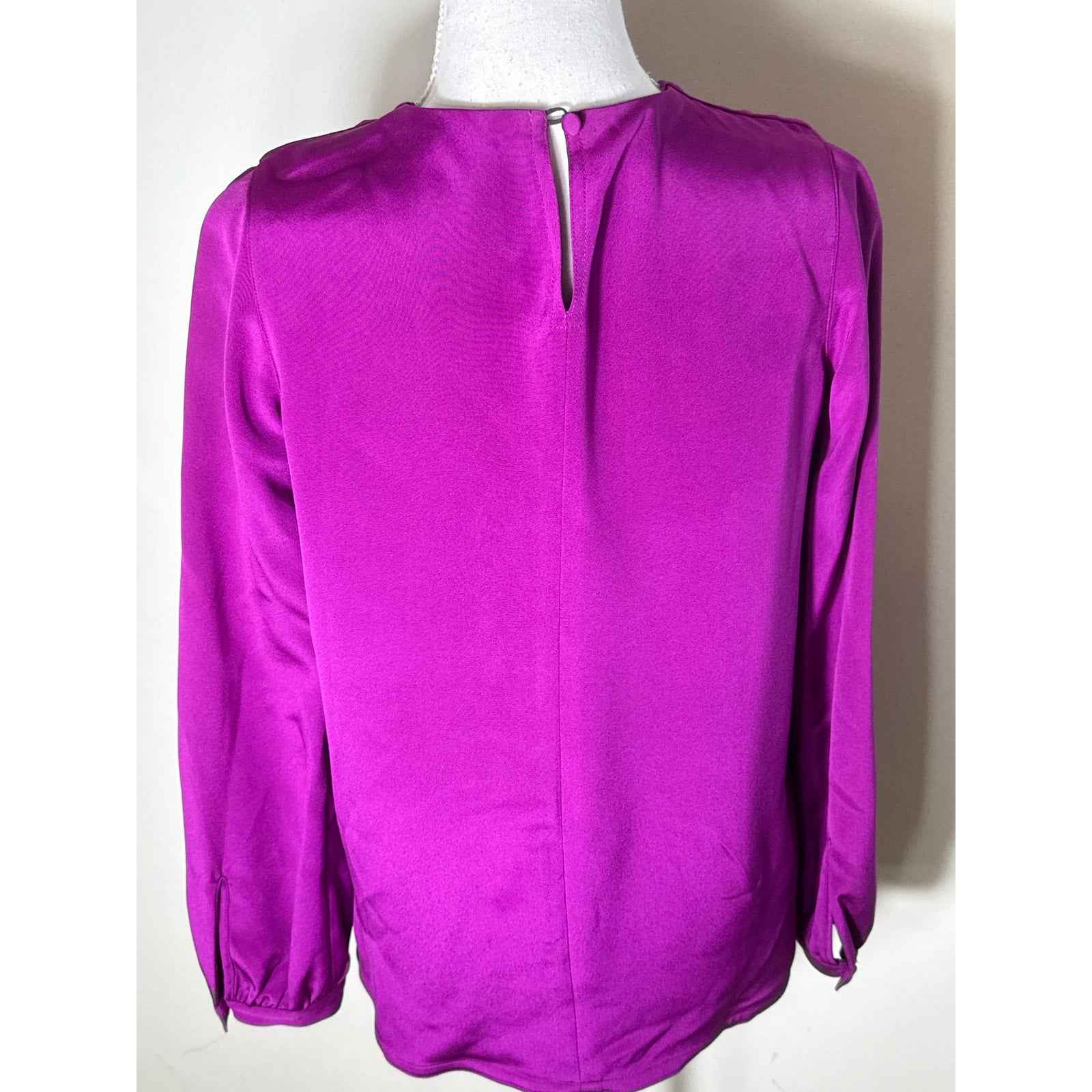 Ann Mashburn Purple Long Sleeve 100% Silk Blouse Sz S