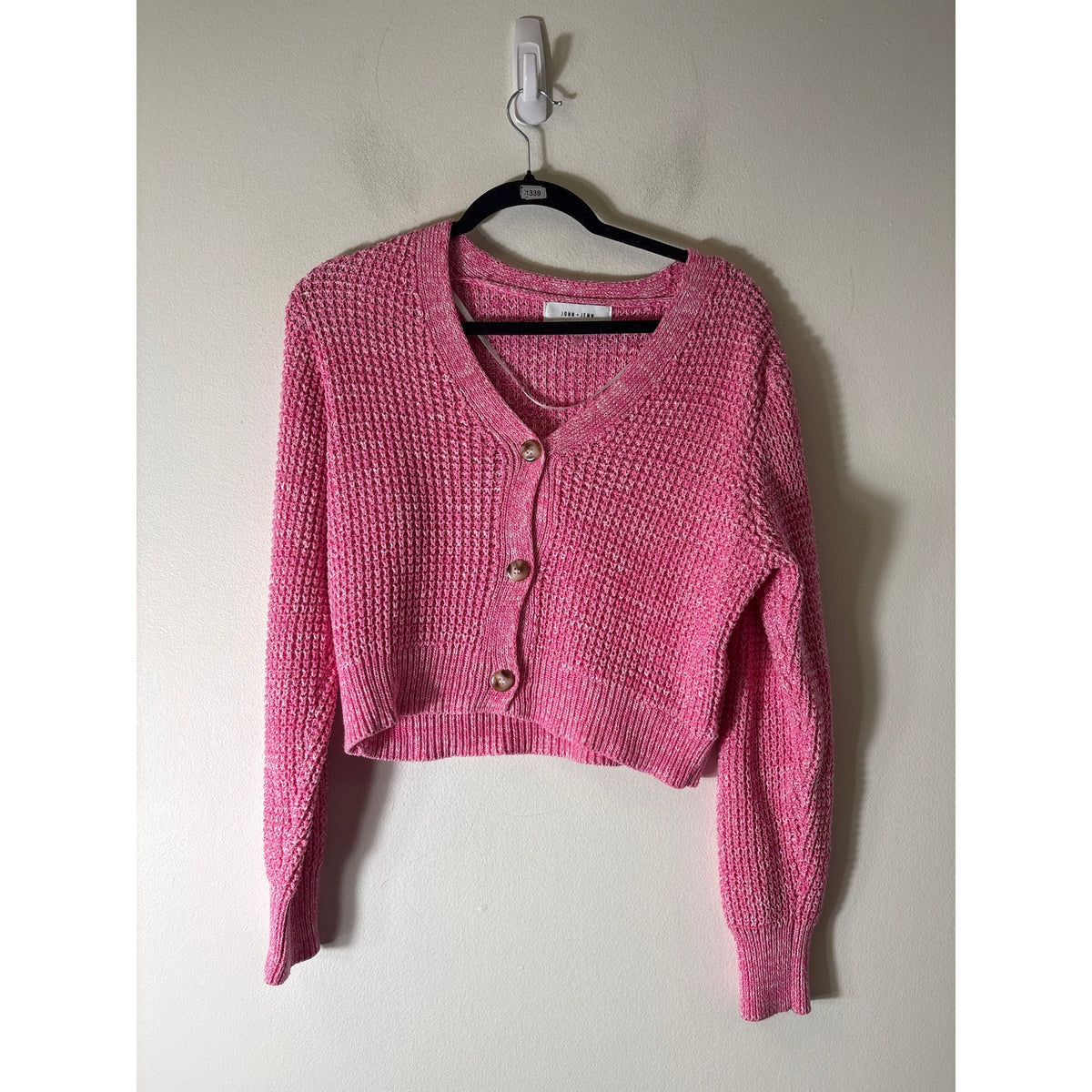 John + Jenn Pink Knit Cardigan Sweater Sz M