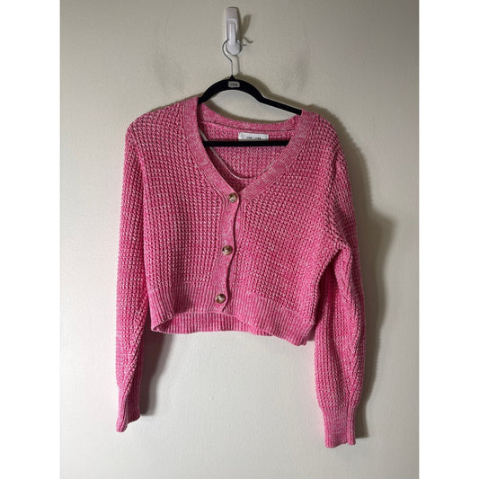 John + Jenn Pink Knit Cardigan Sweater Sz M