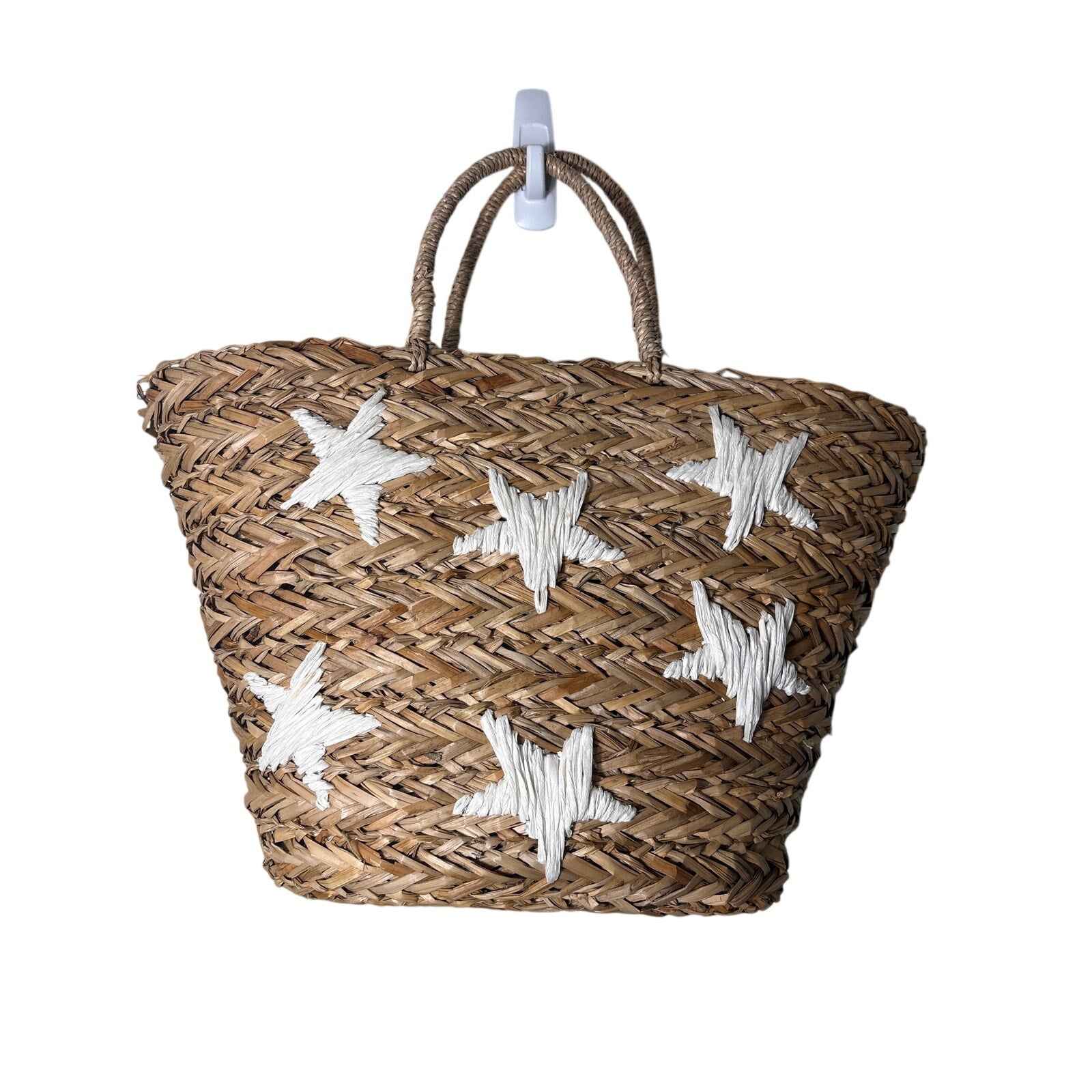 NWT Brown Straw Lined Beach Bag Sz 12"x19"