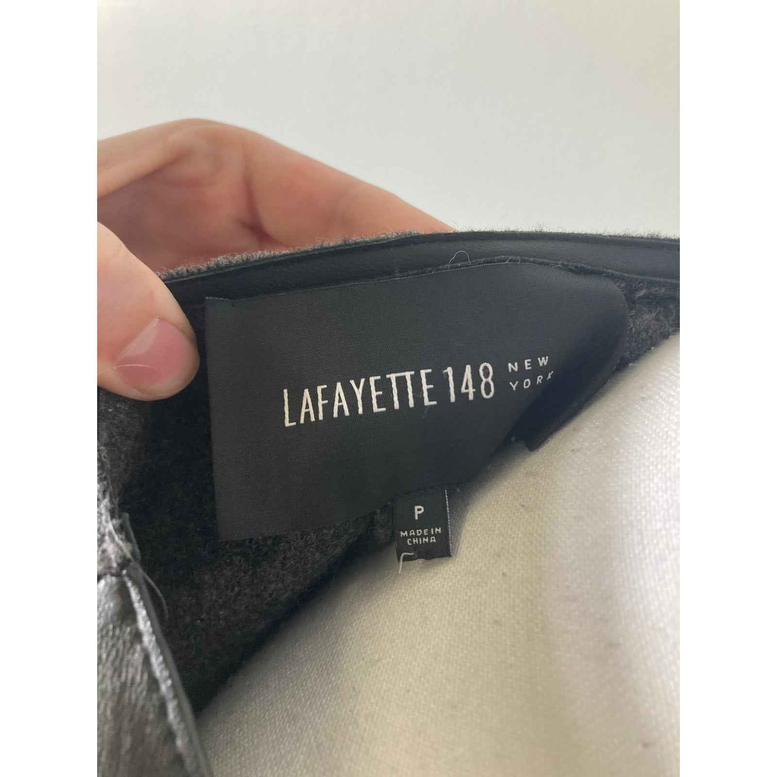 Lafayette Gray and Black Wool and Leather Mixed Media Jacket Sz P (Small)