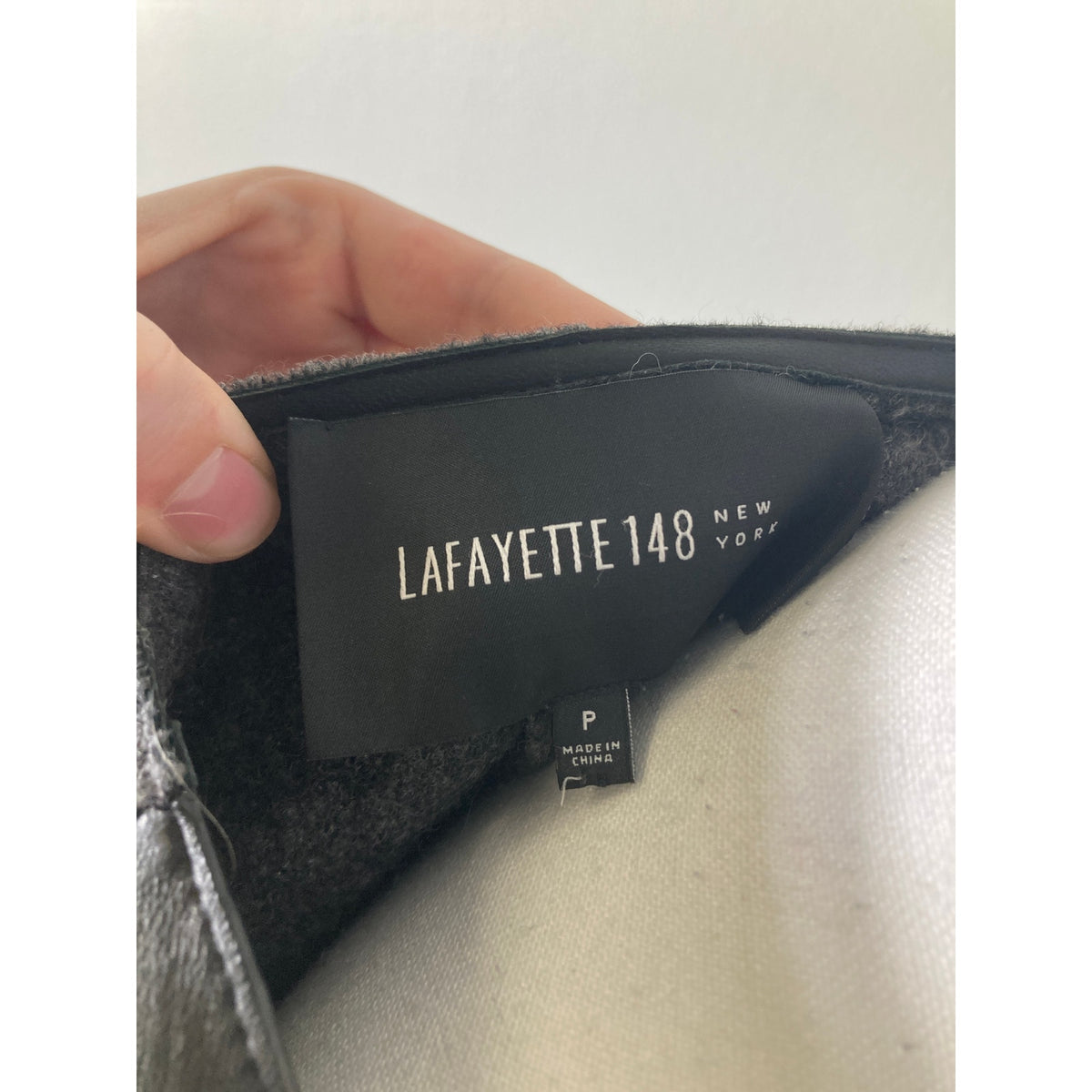 Lafayette Gray and Black Wool and Leather Mixed Media Jacket Sz P (Small)