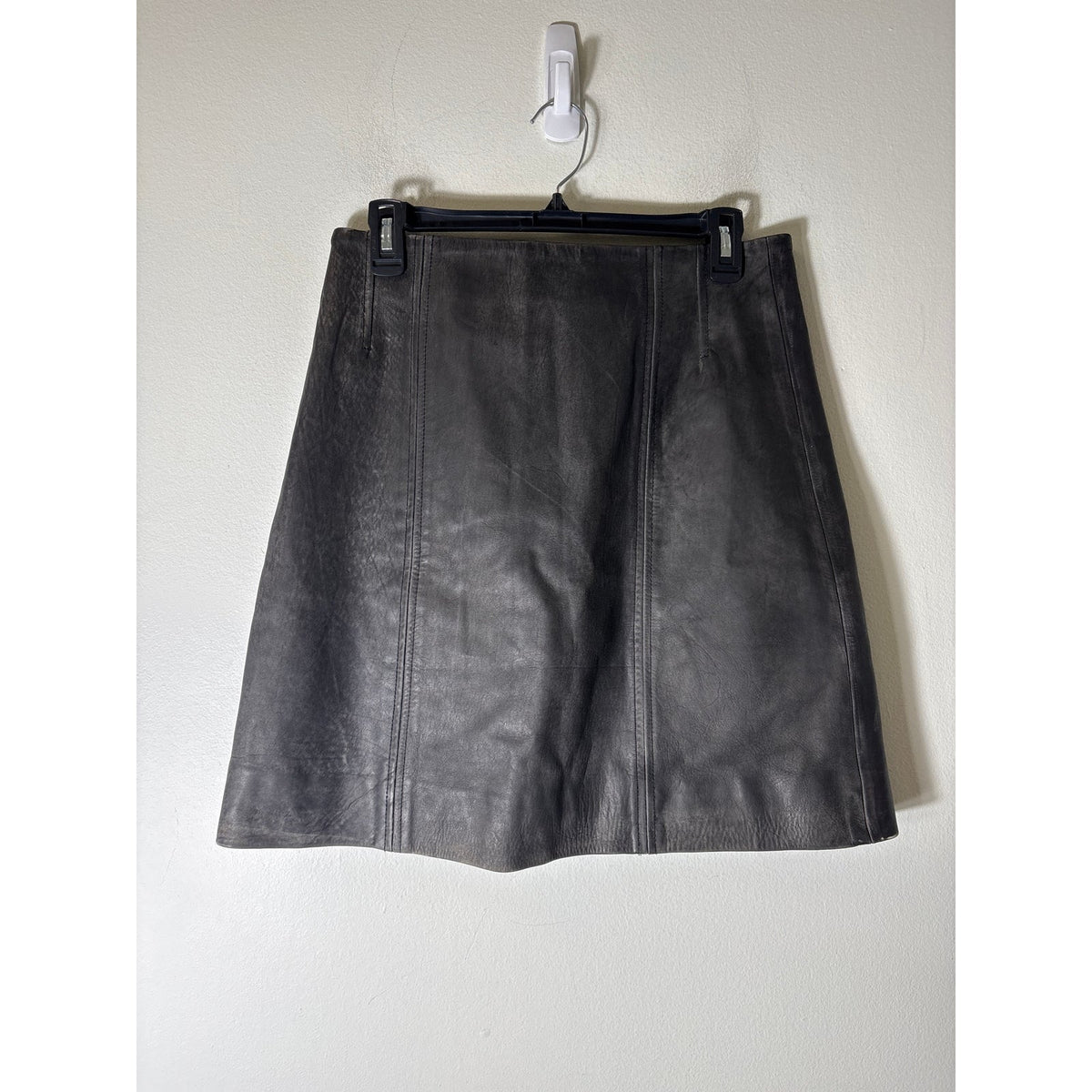 NWT Marc Jacobs Faded Black Leather A-Line Knee Length Skirt Sz 6