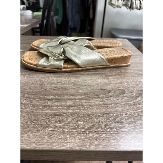 Aerosoles Gold Criss Cross Cork Flats Sz 10.5