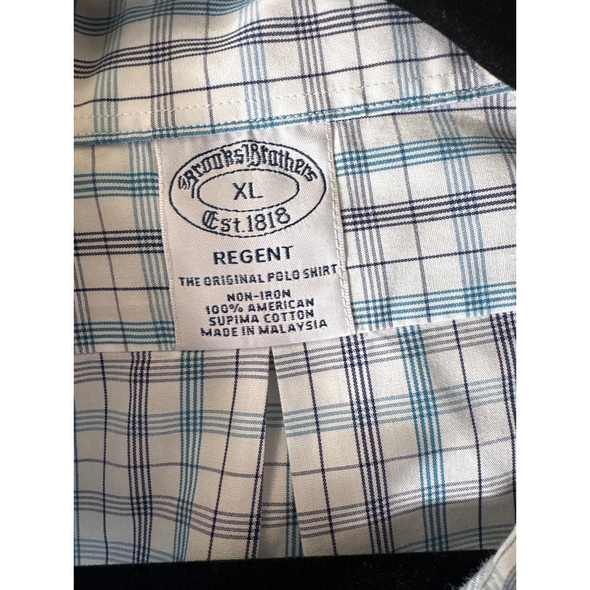 Brooks Brothers Teal and Black Plaid Long Sleeve Button Down Shirt Sz XL