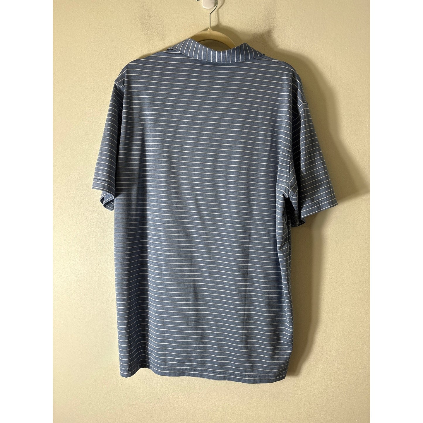 Mens Peter Millar Blue With White Stripe Polo Shirt Sz L