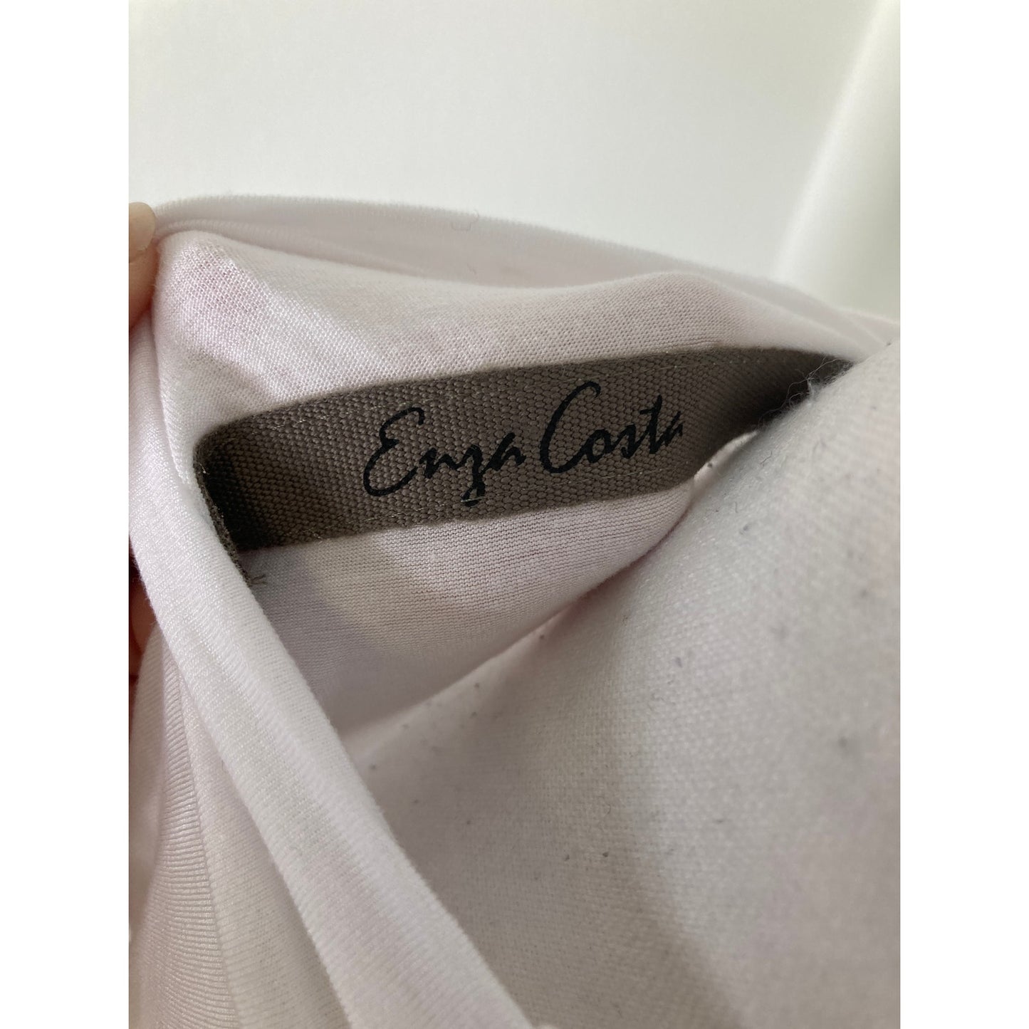 Enza Costa Crisp White Sleeveless Ruched High Neck Shirt Sz S