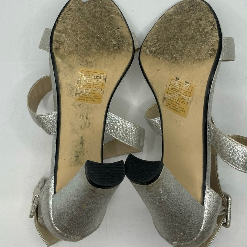 Benjamin Walk Touch Ups Silver Strappy High Heeled ShoesSz 6 1\2 M