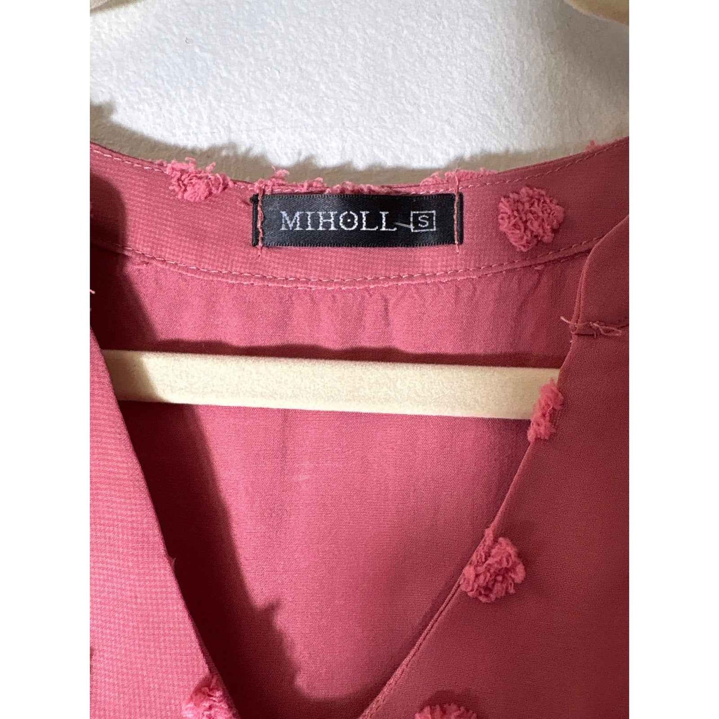 Miholl Mauve Eyelash Polka Dot Babydoll Dress Sz S