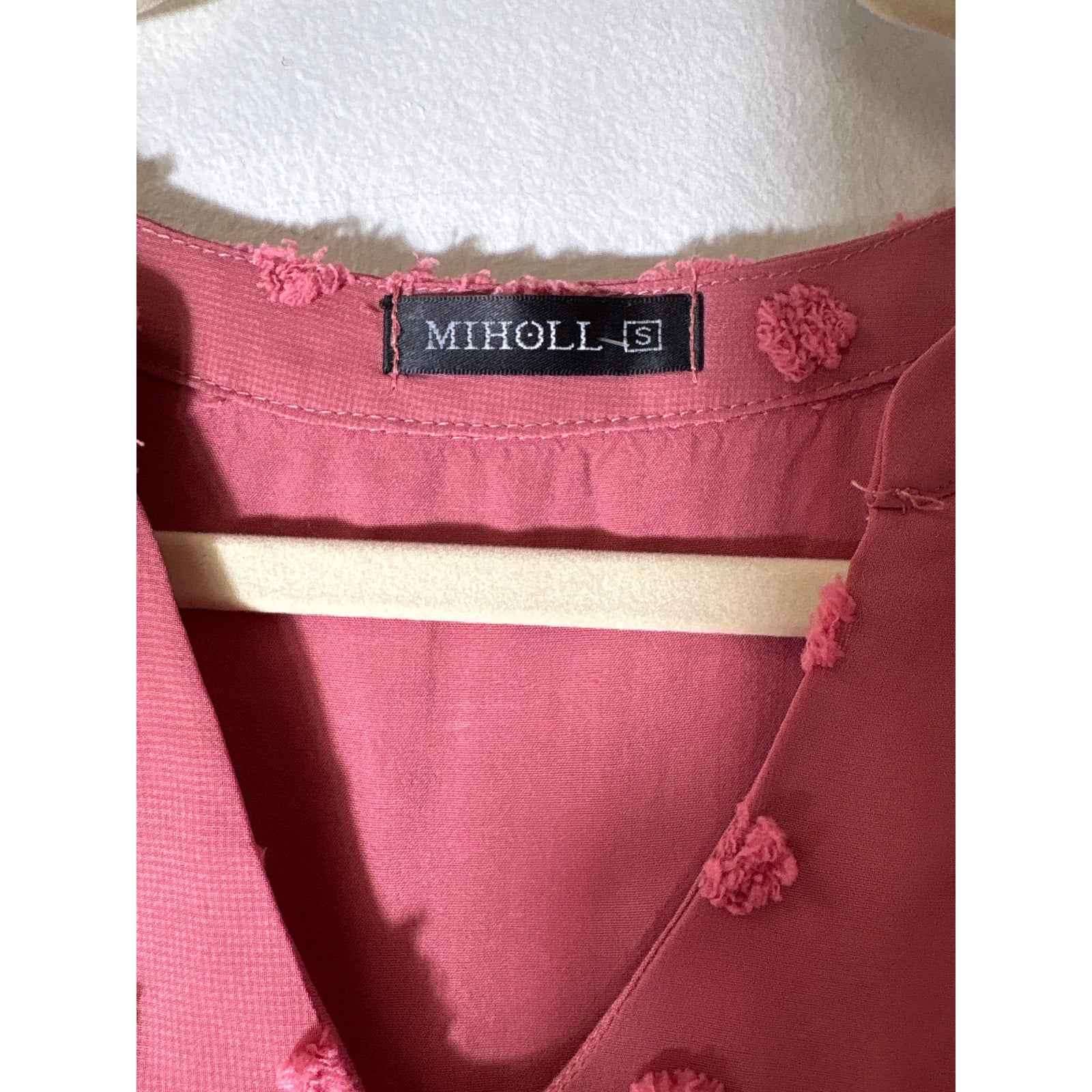Miholl Mauve Eyelash Polka Dot Babydoll Dress Sz S