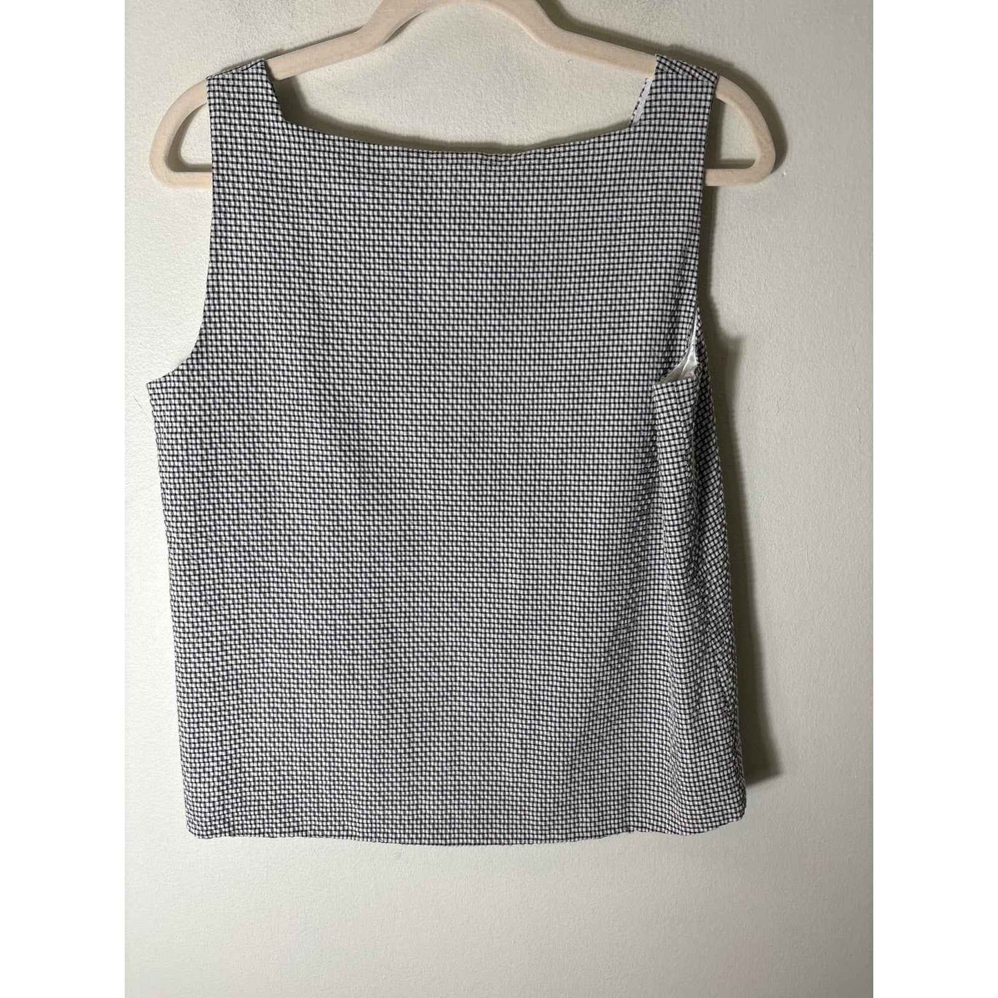 Peace of Cloth Black and White Checked Sleeveless Top Sz M