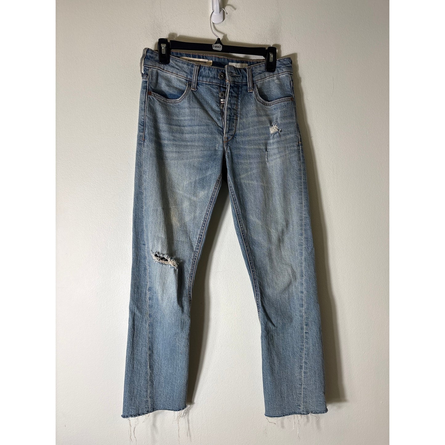 Pilcro Letterpress Ripped Vintage Wash Raw Hemline Denim Sz 25