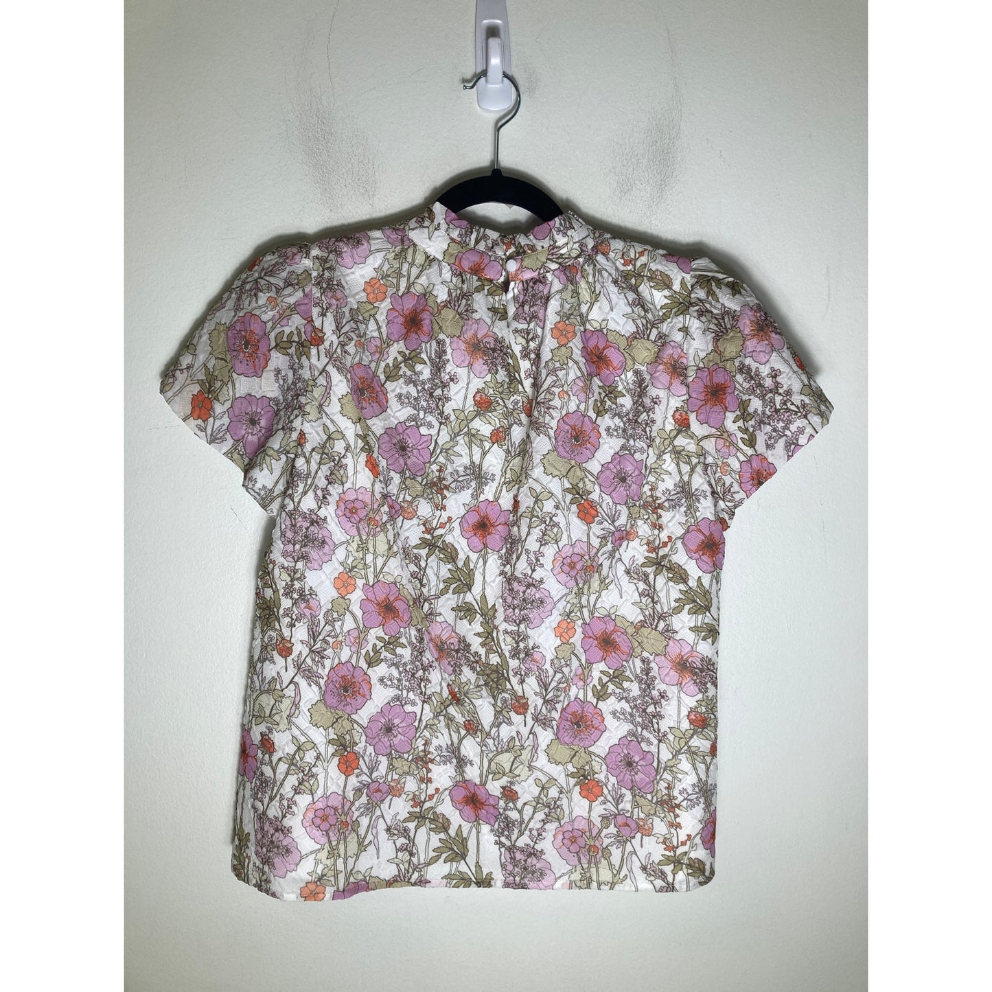 Joy Joy Floral Puff Short Sleeve Top Sz S