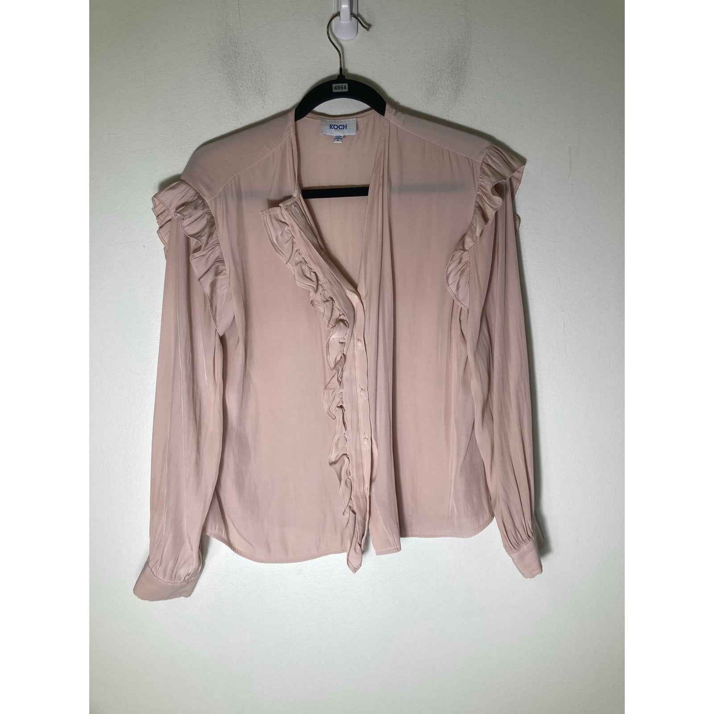 Nation Los Angeles Off White Long Sleeve V-Neck Sz M