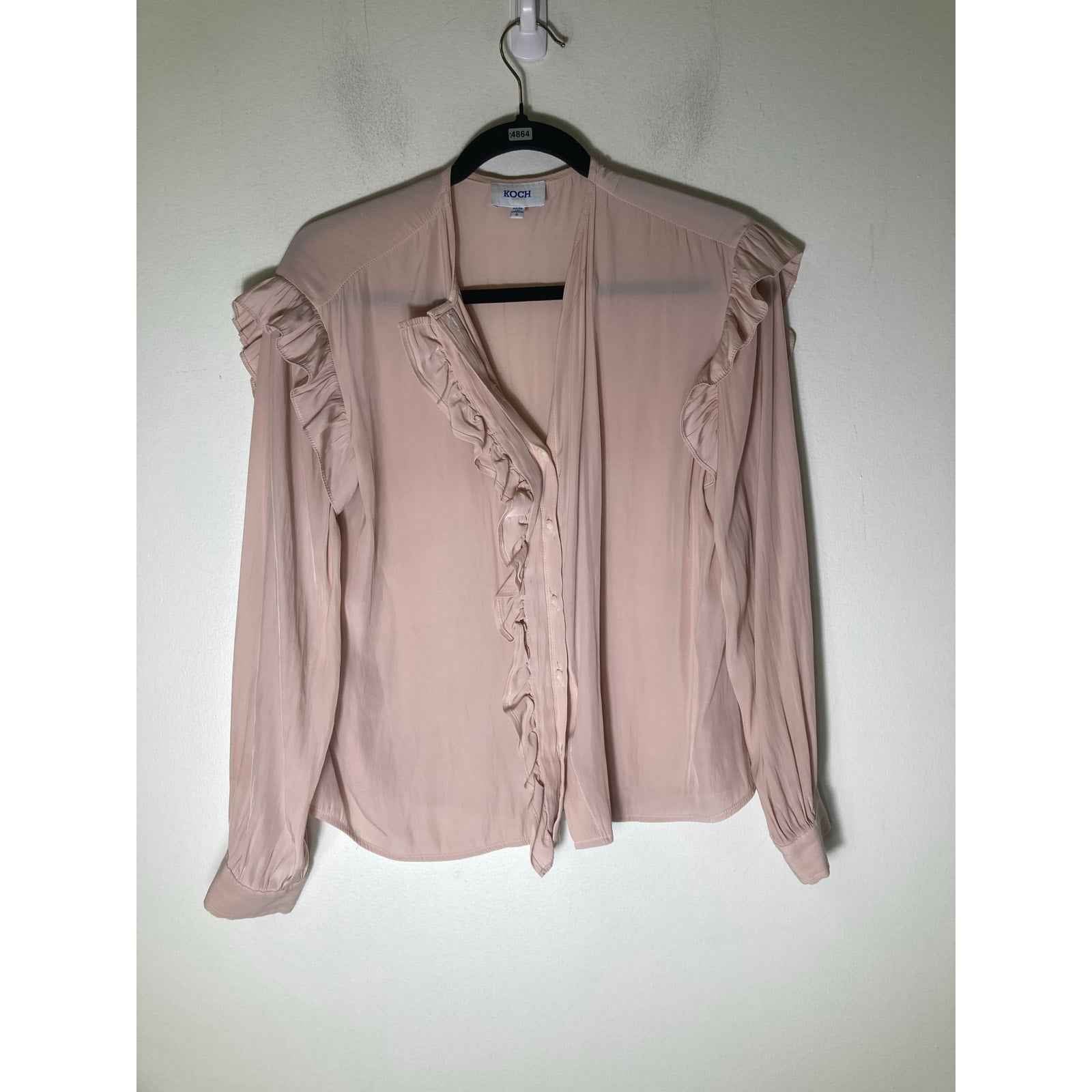 Nation Los Angeles Off White Long Sleeve V-Neck Sz M