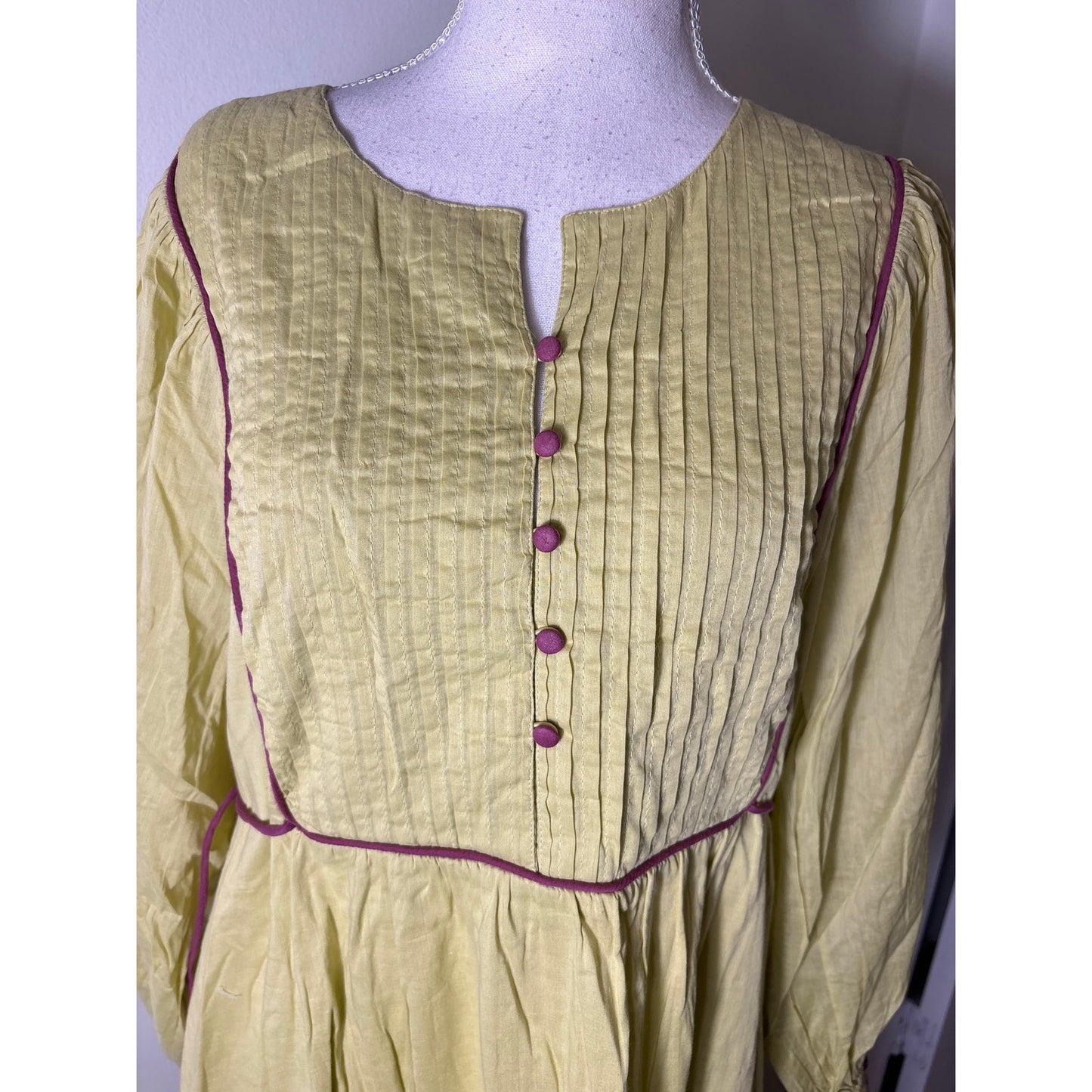 Baybala Army Green Long Sleeve Button Up Cotton Maxi Dress Sz L