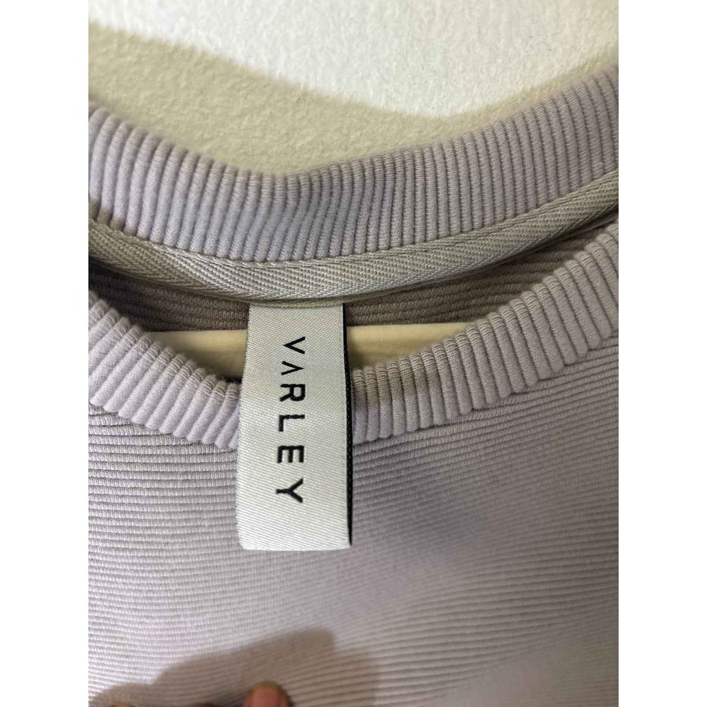 Varley Gray Ribbed Long Sleeve Cotton Blend Shirt with Side Zip Sz M