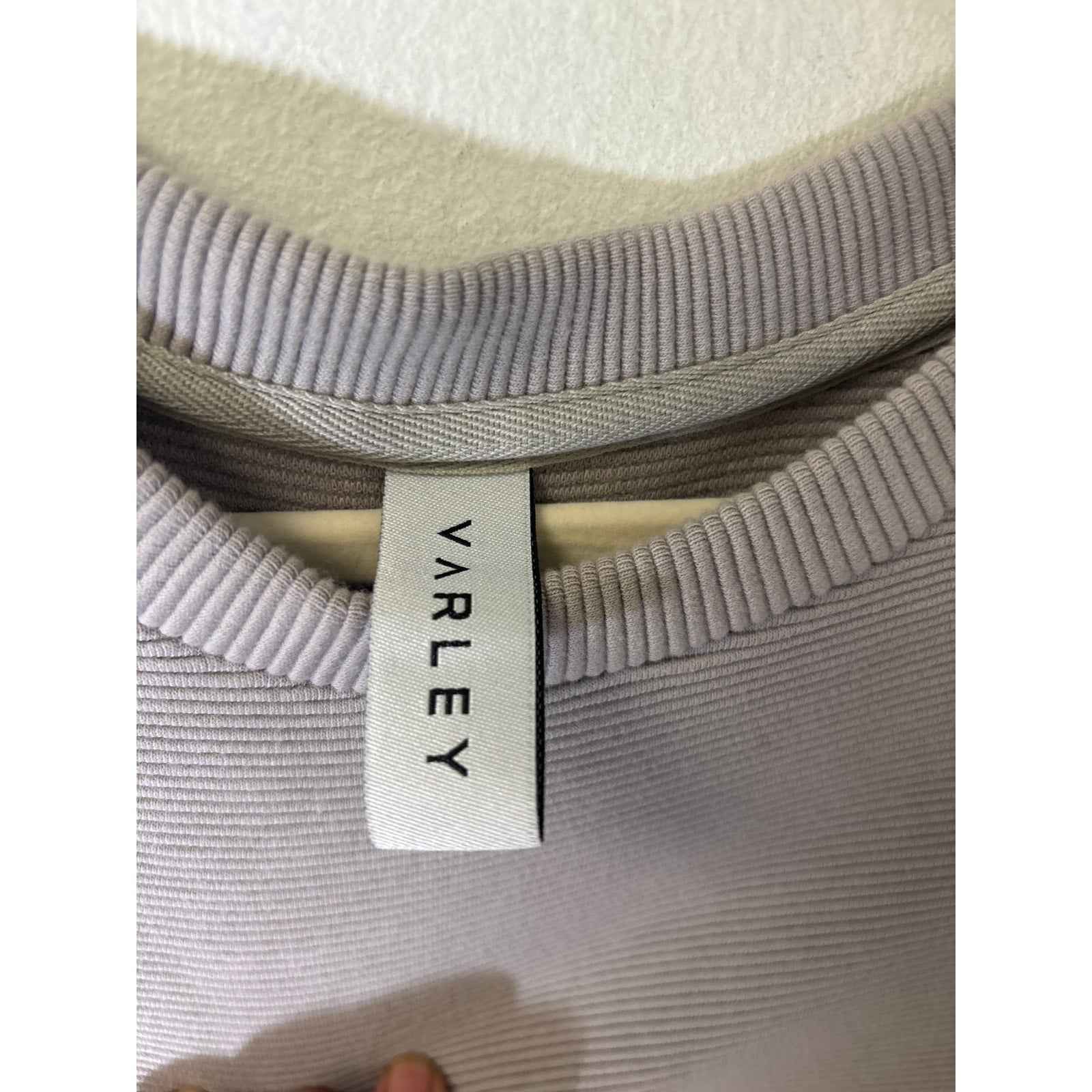 Varley Gray Ribbed Long Sleeve Cotton Blend Shirt with Side Zip Sz M