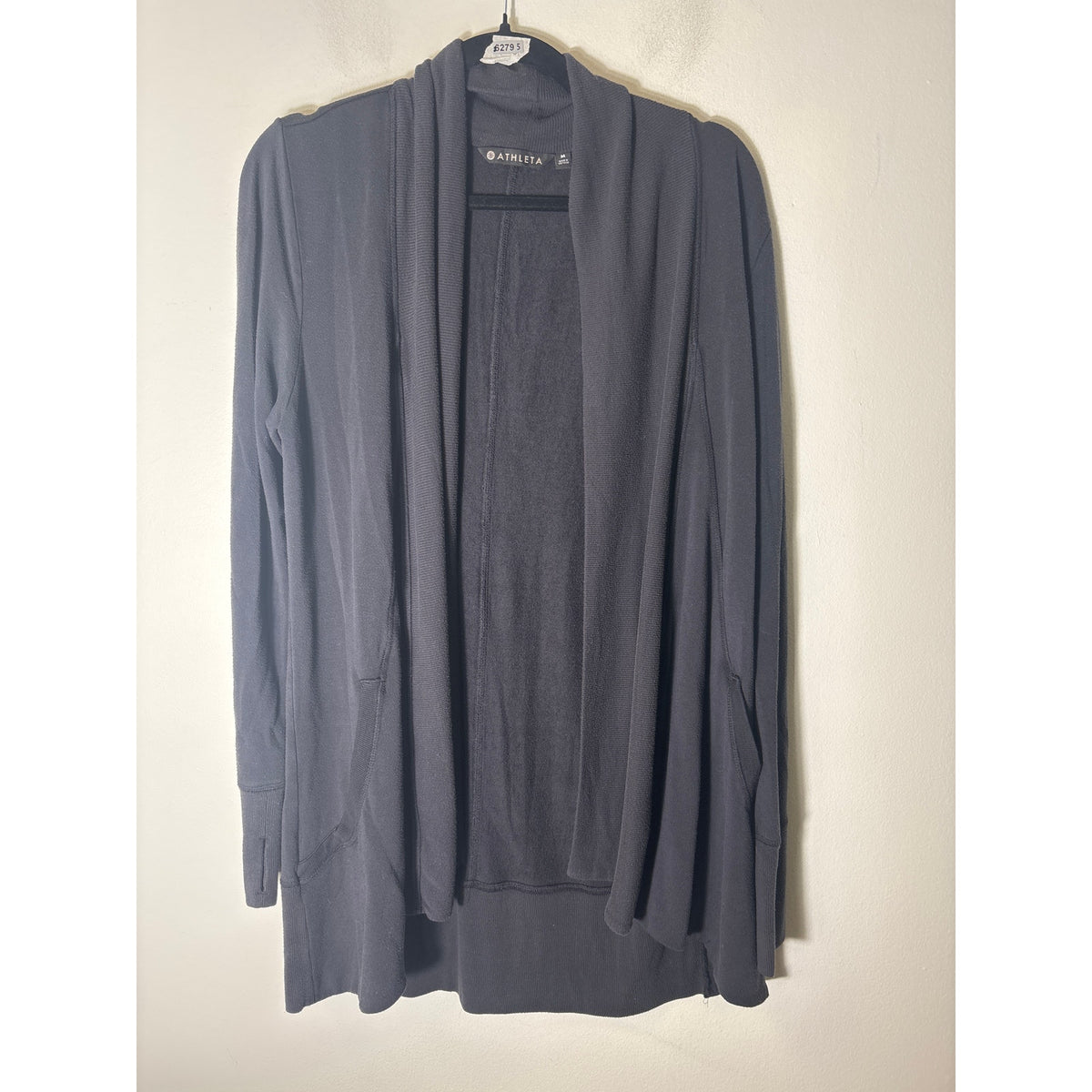Athleta Black Long Sleeve Knit Open Front Cardigan Sz M