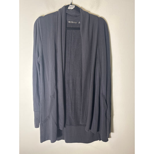 Athleta Black Long Sleeve Knit Open Front Cardigan Sz M
