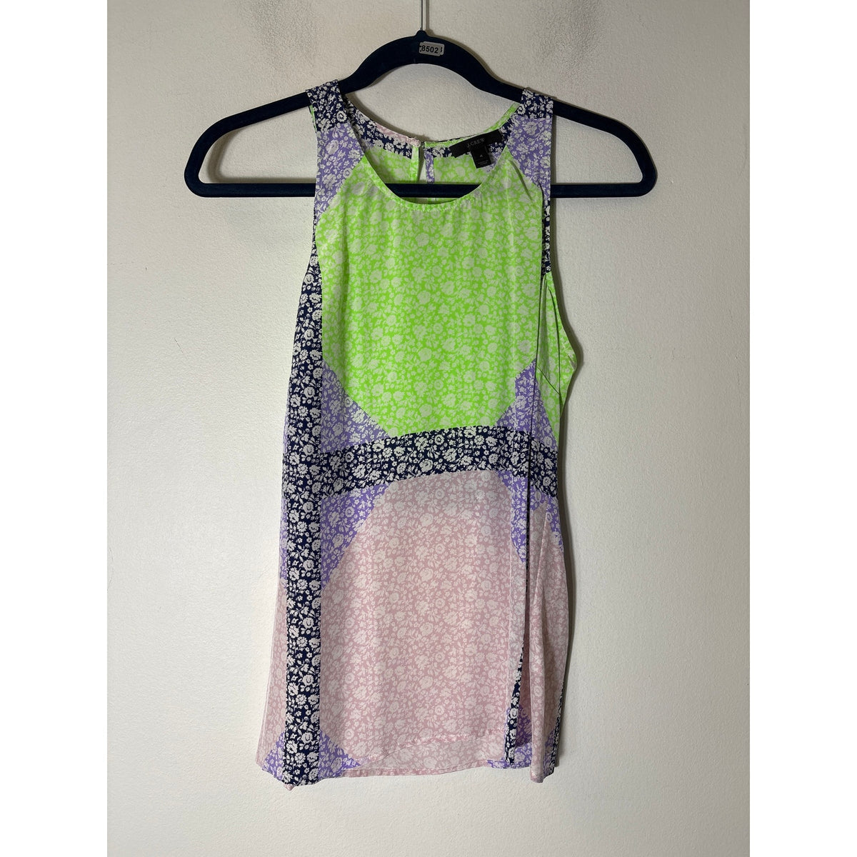 J.Crew Razor Back Green and Pink and Navy Mini Floral top Sz 4