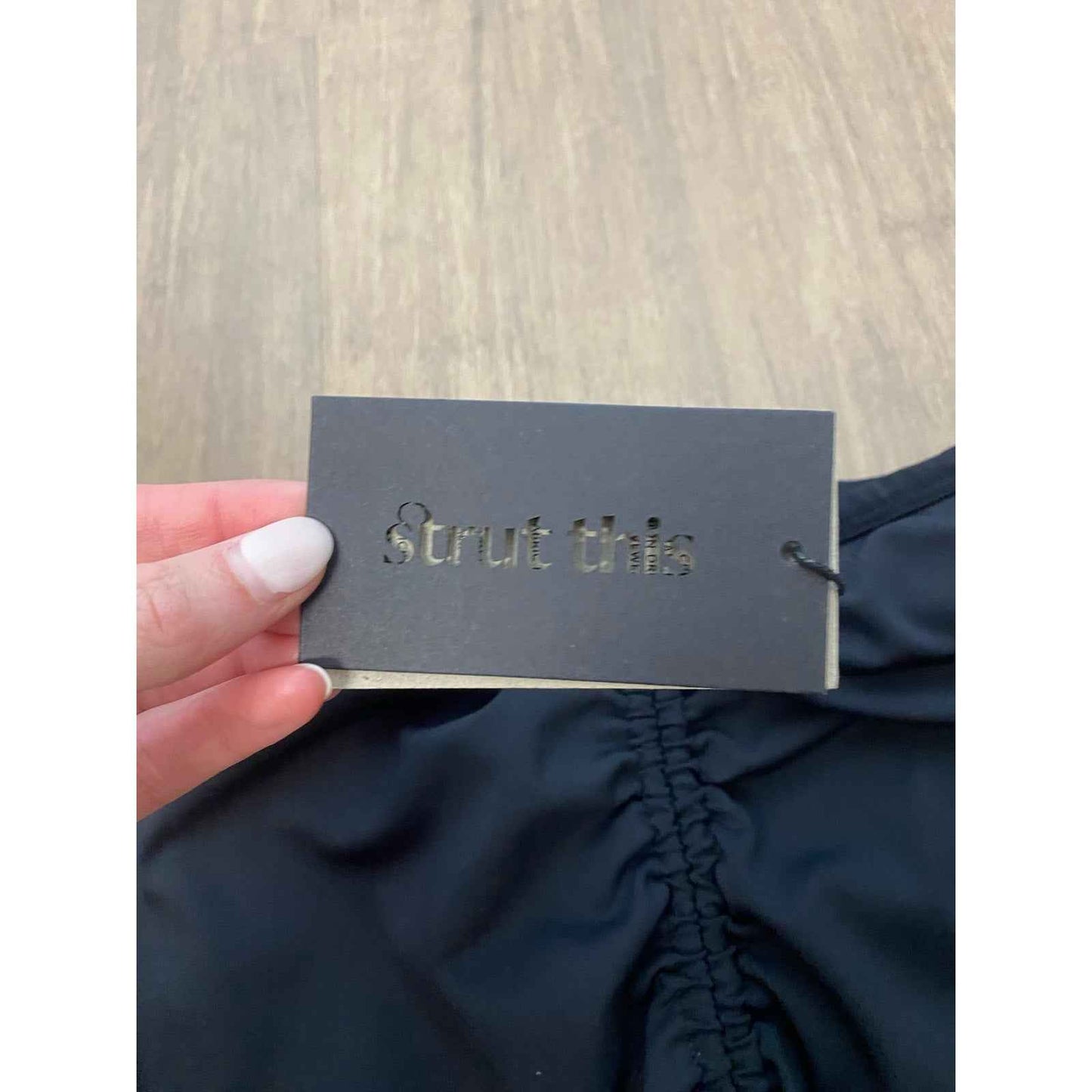 NWT Strut This Black Panty Lined Skirt Drawstring Side Sz L