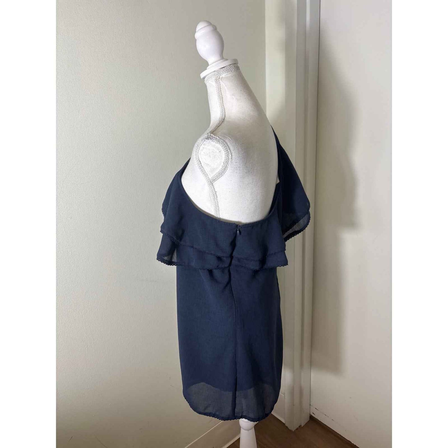 Honey Bella Navy One Shoulder Romper Sz L