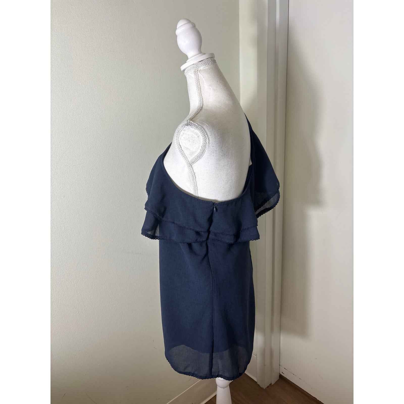 Honey Bella Navy One Shoulder Romper Sz L