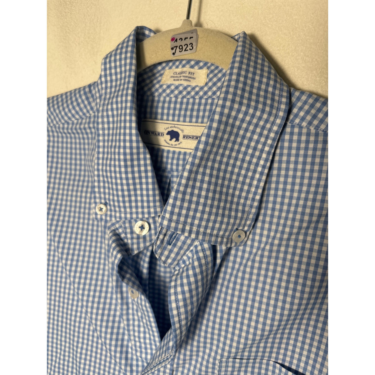 Men's Onward Reserve Blue White Check Long Sleeve Button Down Shirt Sz M