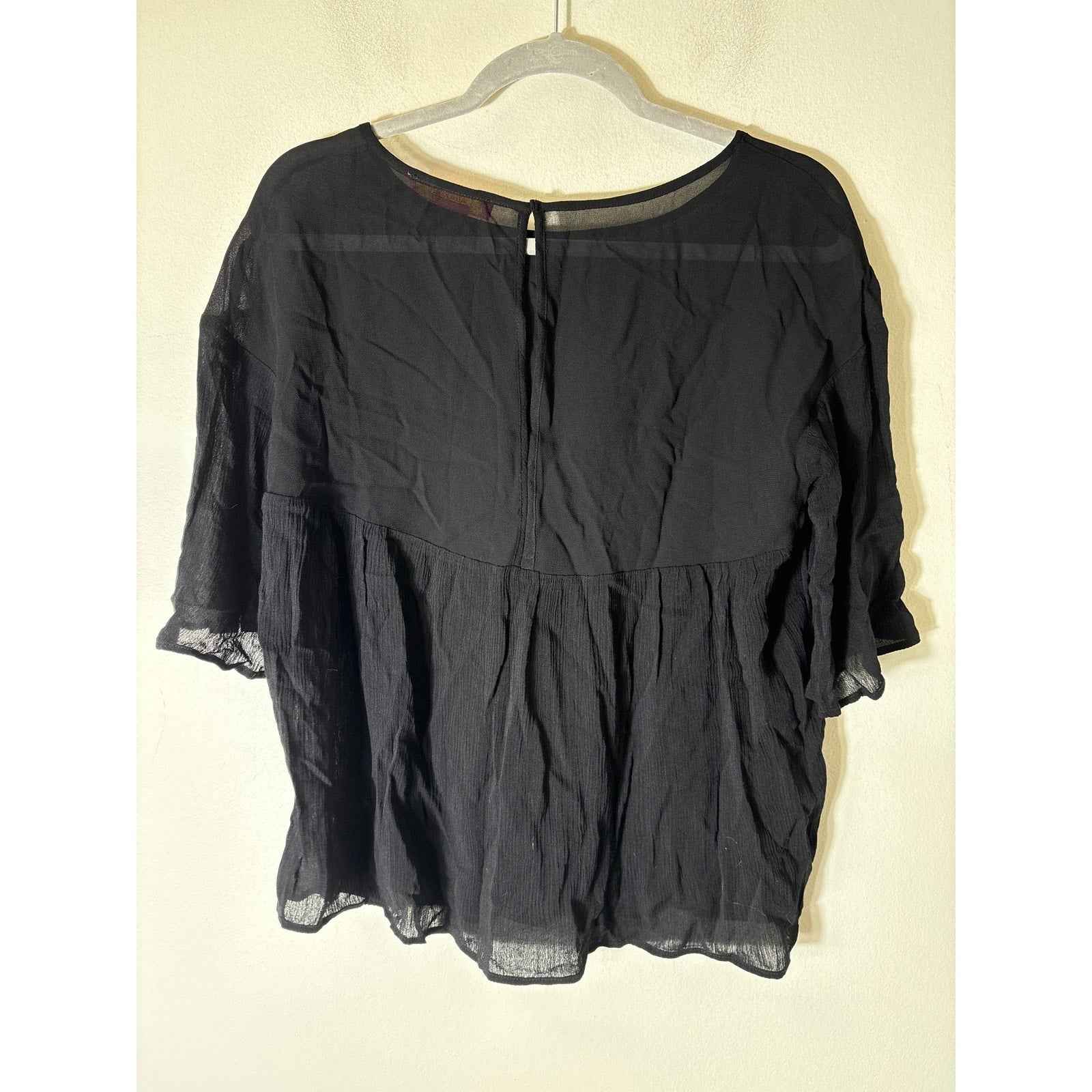 NWT Catherine Malandrino Black Sheer Half Sleeve Sz M