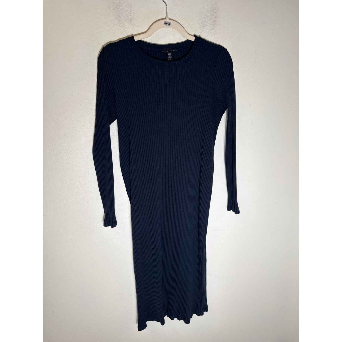 Eileen Fisher Navy Ribbed Boy Con Midi Dress Sz M