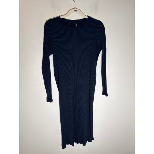 Eileen Fisher Navy Ribbed Boy Con Midi Dress Sz M