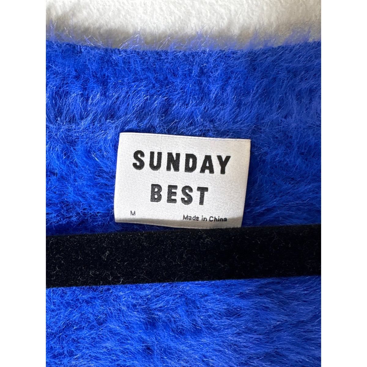 Sunday Best Bright Blue Long Sleeve Fuzzy CROPPED Cardigan Sweater Sz M