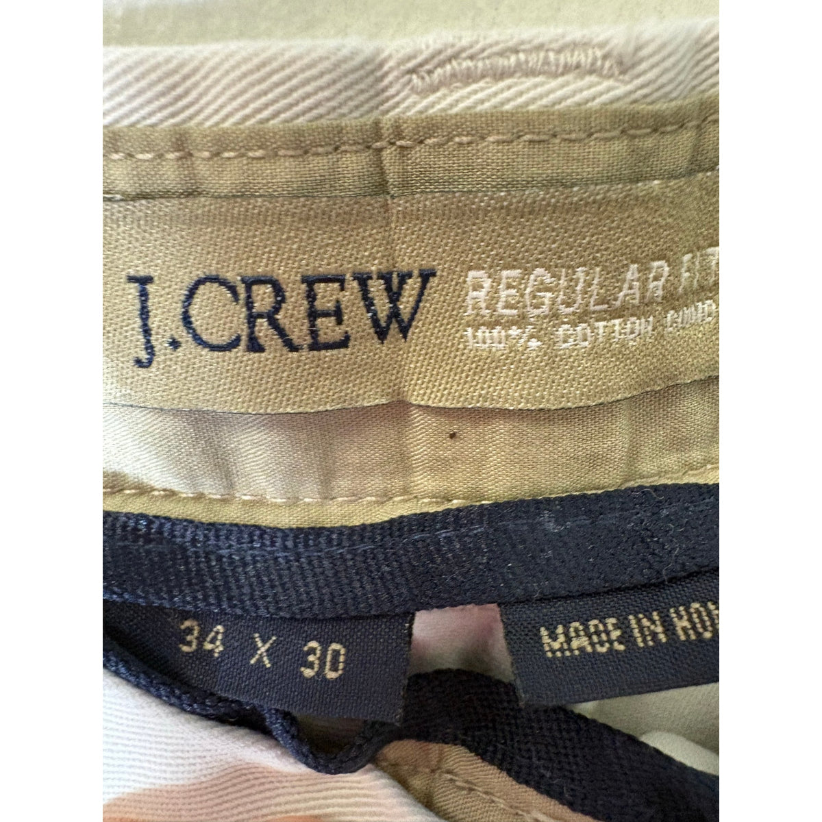 Men's J. Crew Stone Flat Front Cotton Chinos Sz 34x30