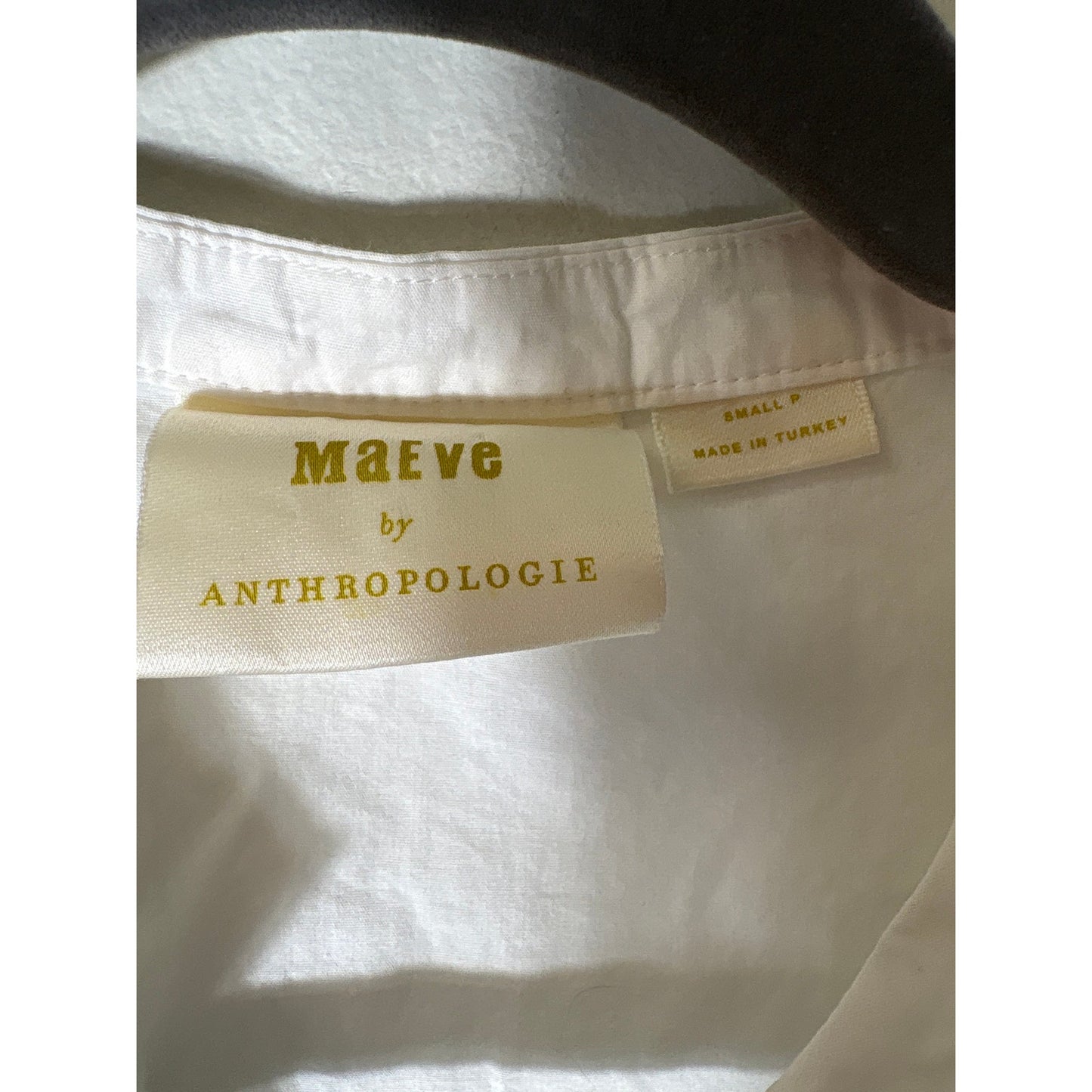 Maeve White V Neck Cotton Flutter Sleeve Top Sz SP