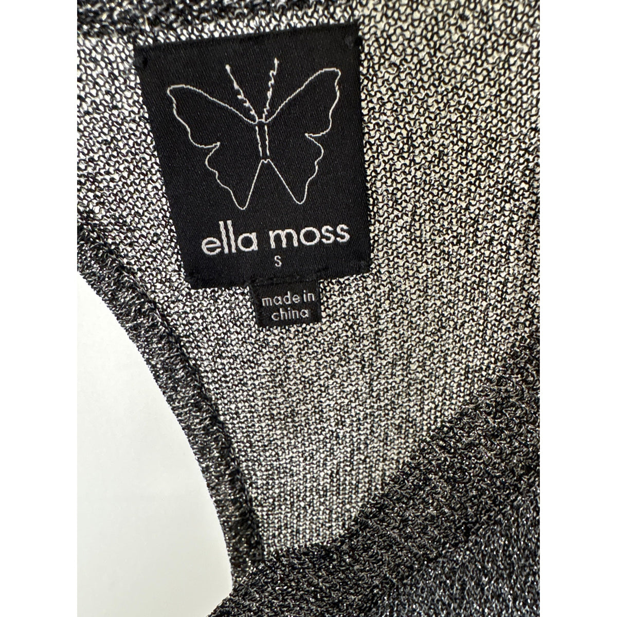 Ella Moss Black/Silver Metallic Short Sleeve Top Sz S