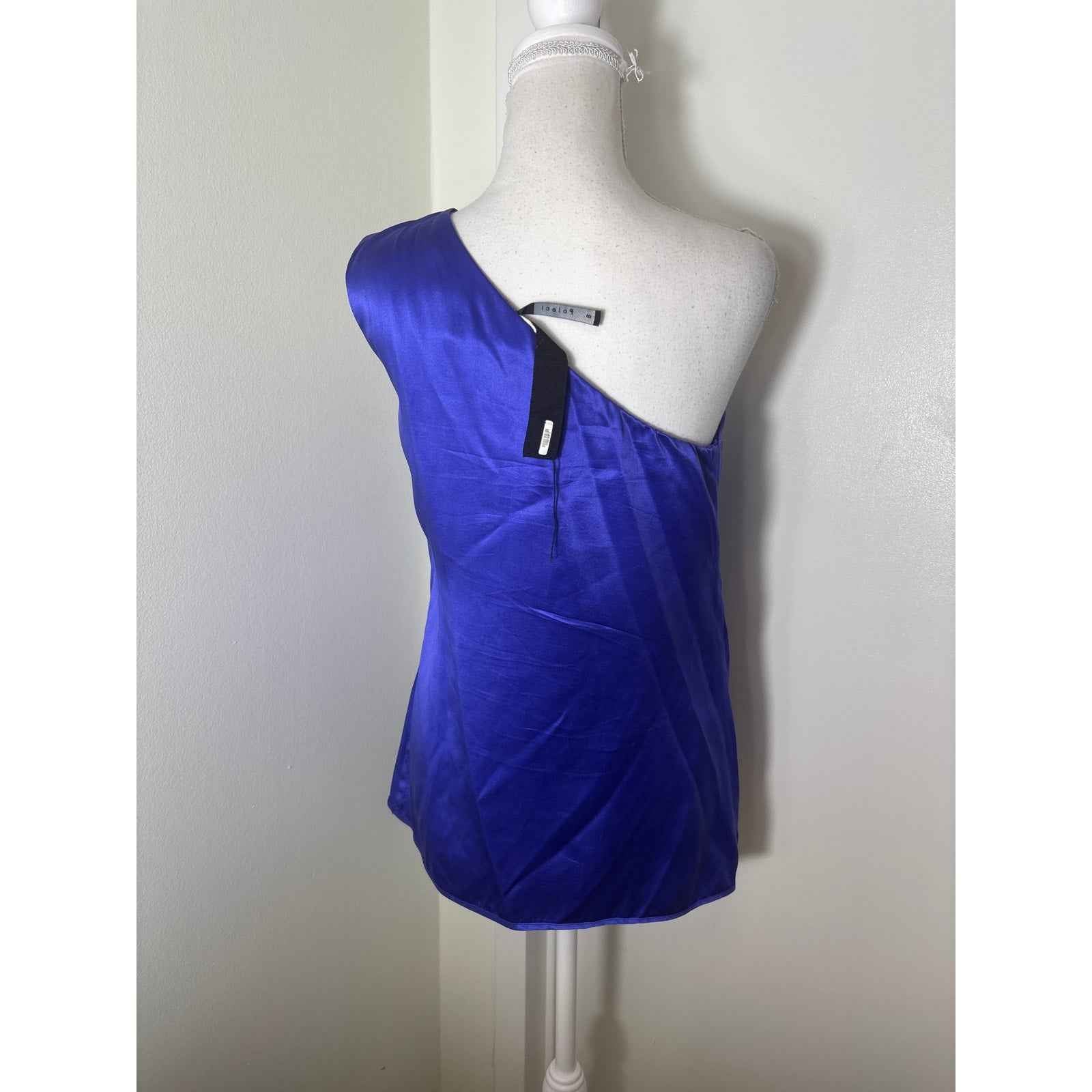 Poleci Bright Purple One Shoulder Silk Special Occasion Top Sz 8