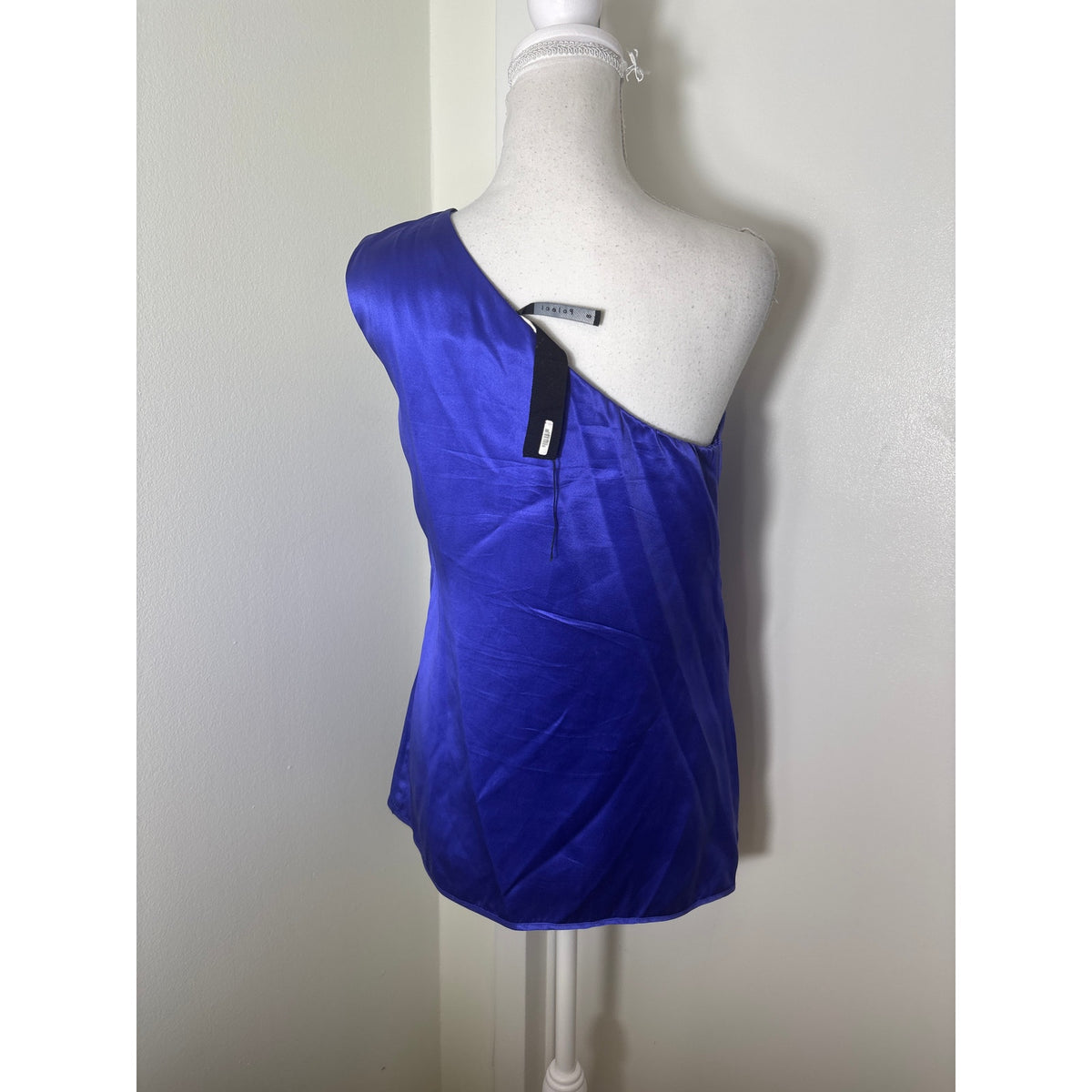 Poleci Bright Purple One Shoulder Silk Special Occasion Top Sz 8