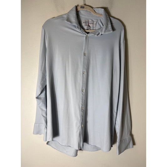 Men's Mizzen + Main Dark Light Blue Check Long Sleeve Button Up Dress Shirt Sz XL