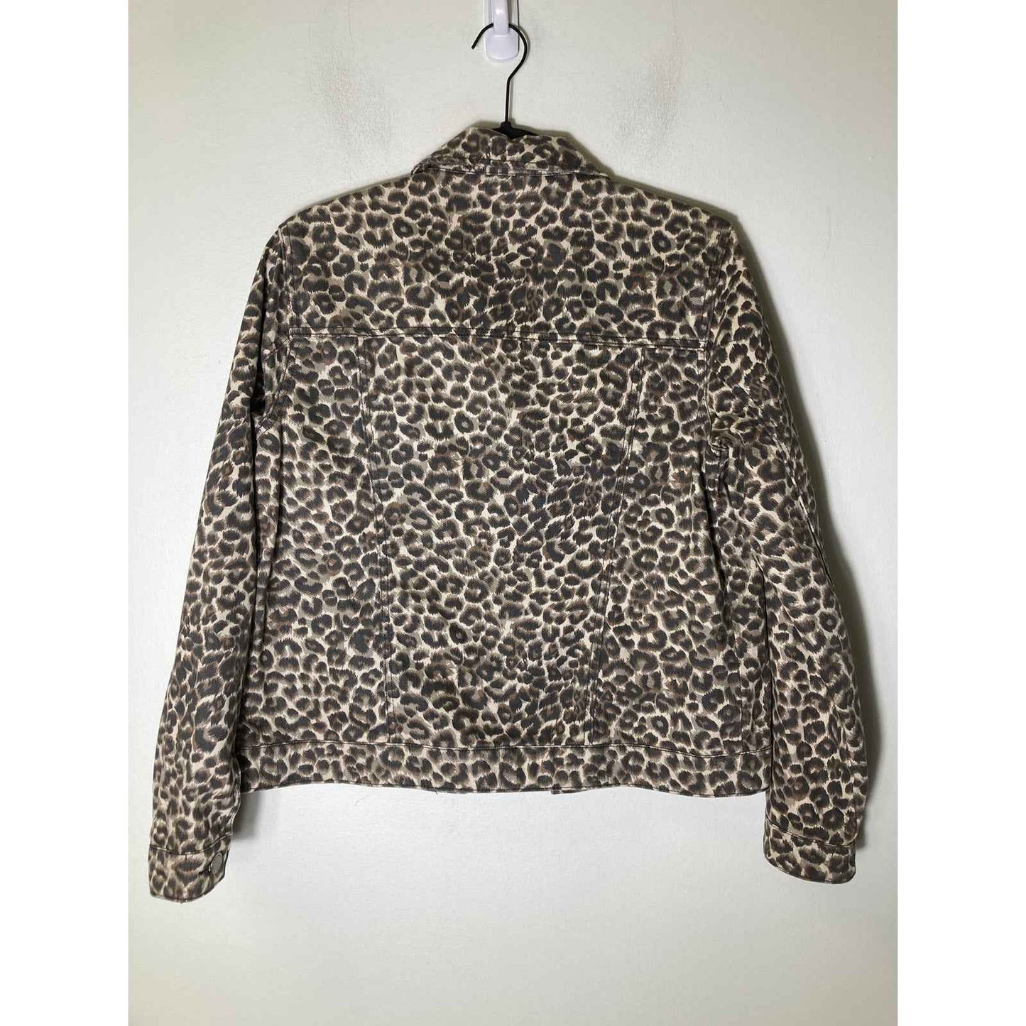 Velvet Heart Demin Tan Cheetah Print Jean Jacket Sz S