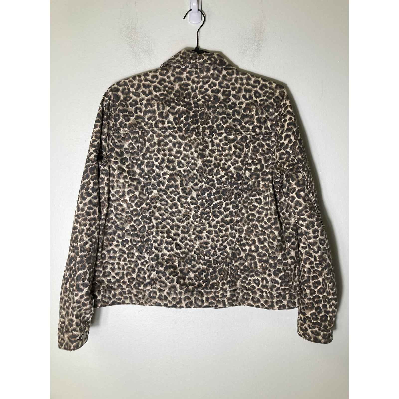 Velvet Heart Demin Tan Cheetah Print Jean Jacket Sz S