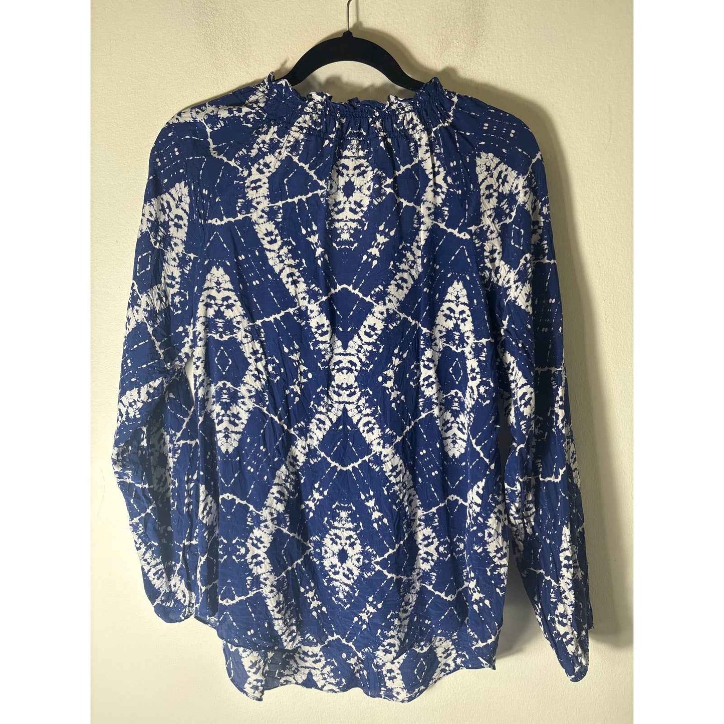 Rebecca Taylor Cobalt Blue White Long Sleeve V-Neck Tunic Sz 6