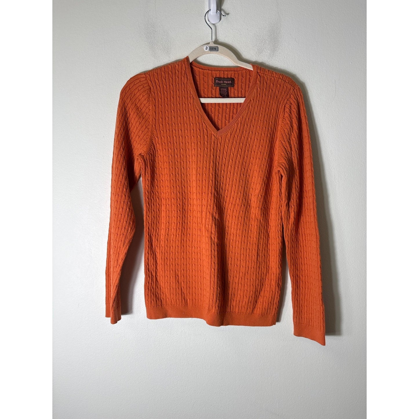Duck Head Orange Cable Braid Pullover Sweater Sz M